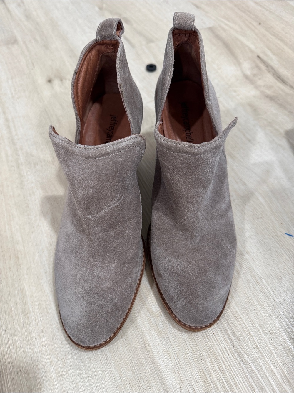 Jeffrey Campbell Light Gray beige Suede Ankle Booties